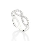 Anel rommanel feminino prata 925 infinito com zircônias 810321