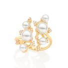 Anel Rommanel Folheado Ouro Com Pérolas E Zirconias 513289