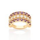 Anel Rommanel Folheado Ouro Tripo Com Zirconias 513250 Anel Rommanel Folheado Ouro Tripo Com Zirconias 513250