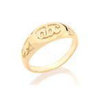 Anel rommanel unissex infantil abc banhado a ouro 18k 510600