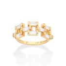 Anel Rommanel Zircônias Baguete Folheado a Ouro 513441