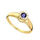 Anel Safira Formatura Feminino Ouro 18k e Diamante Natural FJM1630-4 k610