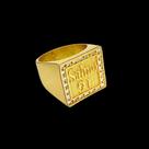 Anel Salmo 91 Cravejado Ajustável - Banhado a Ouro 18k