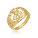Anel São Jorge Guerreiro Protetor Ouro Amarelo 18 Kl