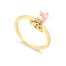 Anel Sereia Com Resina Rosa Folheado A Ouro