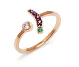 ANEL SIGNO ÁRIES REGULÁVEL AMULETO PIMENTA CRAVEJADA - Prata Banhado a Ouro 18K