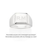 Anel sinete quadrado personalizável de prata 810299 Rommane