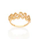 Anel skinny corações banhado a ouro zircônia Rommanel 513465