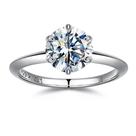 Anel SMILEST redondo Moissanite Solitaire de 2 quilates em prata 925 para mulher
