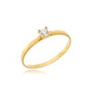 Anel Solitário 4 Garras Com Diamante Ouro Amarelo 18 Kl