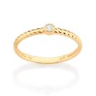 Anel solitário banhado ouro 3x 24k 18k e 22k ou prata 925 feminino rommanel aro torcido zircônia 513261 313261
