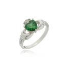 Anel Solitário Claddagh Infantil Pedra Verde Prata 925 Kl Anel Solitário Claddagh Infantil Pedra Verde Prata 925 Kl