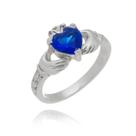 Anel Solitário Claddagh Pedra Azul Royal Prata 925 Kl Anel Solitário Claddagh Pedra Azul Royal Prata 925 Kl