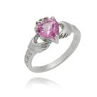 Anel Solitário Claddagh Pedra Pink Prata 925 Kl Anel Solitário Claddagh Pedra Pink Prata 925 Kl