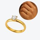 Anel Solitário Clássico Noivado Pedra Zircônia Aço Dourado Tamanho:27
