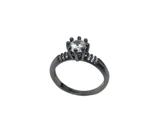 ANEL SOLITÁRIO COM ZIRCÔNIA CRISTAL BANHADO A RÓDIO NEGRO - Joia Elegante