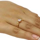 Anel Solitário com Zircônia Transparente e Aro com Curvas Folheado em Ouro 18K
