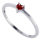 Anel Solitário Coração Granada Pura Prata 925 - Exclusivo Anel Solitário Coração Granada Pura Prata 925 - Exclusivo