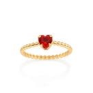 Anel Solitário Cristal Vermelho Coração - Rommanel 513326