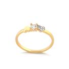 Anel Solitário Dois Corações Cristal Folheado Ouro Zircônia