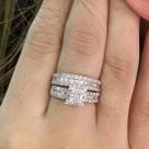 Anel Solitario e Meia Aliança em Ouro 18k Branco com Diamante Natural k11
