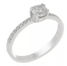 Anel Solitario Em Prata 925 Kl Cravejado Com Zircônias Anel Solitario Em Prata 925 Kl Cravejado Com Zircônias