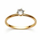 Anel Solitário Feminino Dourado Pedra de Zircônia Aço Inox 316L Resistente à Água Não Enferruja