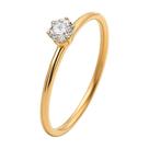 Anel Solitário Feminino em Aço Inoxidável Dourado com Pedra Tamanho:20