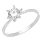 Anel Solitário Feminino Prata 950 Zircônia Elegante Casual