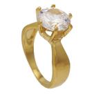Anel Solitário Grande Zircônia com Garras Softjoias Folheado em Ouro 18K