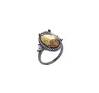 ANEL SOLITÁRIO OVAL TOPÁZIO IMPERIAL BANHADO A RÓDIO NEGRO - Joia Elegante ANEL SOLITÁRIO OVAL TOPÁZIO IMPERIAL BANHADO A RÓDIO NEGRO - Joia Elegante