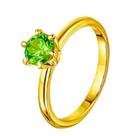 Anel Solitário Pedra Verde Banhado Ouro 18k 2mm Noivos Casamento Casal Luxo