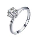 Anel Solitário Prata 2mm Pedra Branca Zirconia Luxo Casal Relacionamento Compromisso