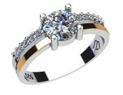 Anel Solitário Prata 925 Com Aplique em Ouro 14k Angel