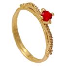 Anel Solitário Vermelho Estilo Coroa Softjoias Folheado Ouro Anel Solitário Vermelho Estilo Coroa Softjoias Folheado Ouro
