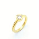Anel Solitário Zirconia Aro Texturizado Banho Ouro 18k 2889