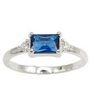 Anel Soltario Zircônio Quadrada Azul Prata 925