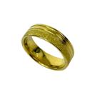 Anel Trabalhado Metal Dourado 2 Fios - Aço Inoxidavel 8MM