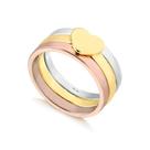 Anel Triplo Coração Dourado Lisos Branco Rose Folheado Ouro