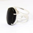 Anel Turmalina Preta Cabochão Oval em Prata 950 - Aro Ajustável - Pacote com 3 Unidades