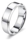 Anel Unissex Prata Chanfrado 6mm Liso Aço Inoxidável Luxo
