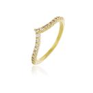Anel V Cravejado - Banho Ouro 18K