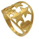 Anel Vazado com Coração e Estrelas Softjoias Folheado em Ouro 18K Anel Vazado com Coração e Estrelas Softjoias Folheado em Ouro 18K