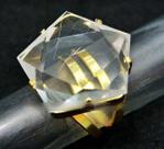 Anel Wicca Pentagrama Pedra Cristal Aro Ajustavel Dourado