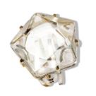 Anel Wicca Pentagrama Pedra Cristal Aro Ajustável Prata 950