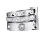 Anel YIKOXI Silver 18K em aço titânio banhado a ouro 18K CZ