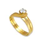 Anel Zircônia Cristal Aro Duplo Banhado a Ouro 18K
