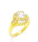 Anel Zirconia Lapidação Brilhante Moldura Redor Com Baguetes Banho Ouro 18k 4224 Anel Zirconia Lapidação Brilhante Moldura Redor Com Baguetes Banho Ouro 18k 4224