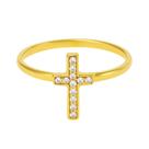 Anel Zircônia Ouro Cruz 2mm Minimalista Luxo Feminino Estilo Nfe Presente