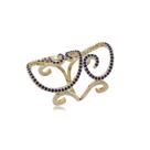 Anel Zircônias Azul Klein Medieval Banho de Ouro 18K